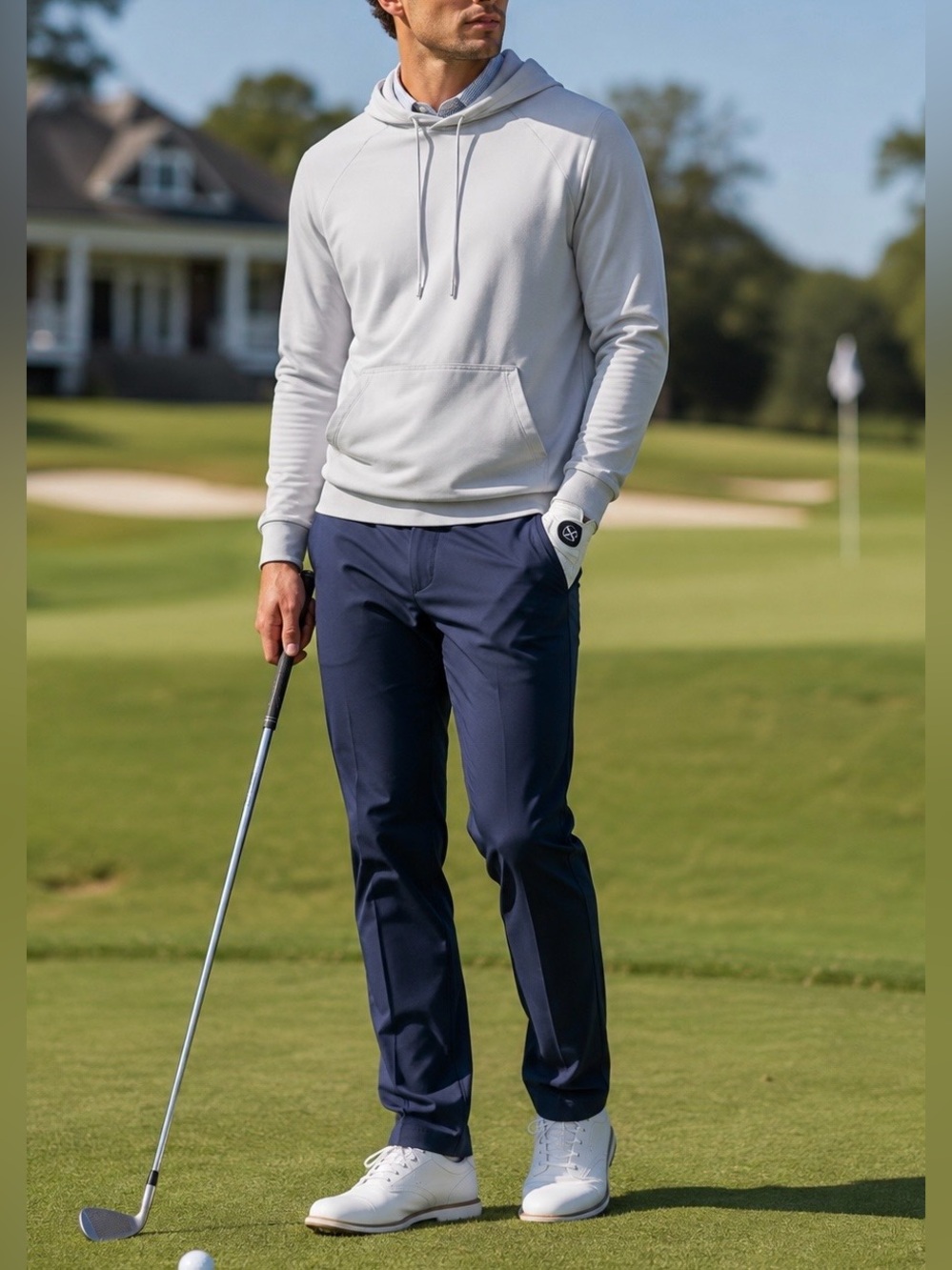 Men's Grayson & Dunn Light Grey Pullover Golf Hoodie